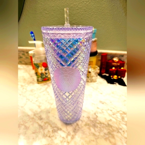 STARBUCKS HOLIDAY IRIDESCENT UNICORN BLING DIAMOND CUT JEWEL TUMBLER 24 OZ - Picture 4 of 16